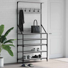 Berkfield Clothes Rack with Shoe Storage Grey Sonoma 90x34x184 cm