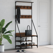 Berkfield Clothes Rack with Shoe Storage Brown Oak 80x40x184 cm