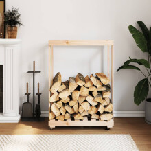 Berkfield Log Holder with Wheels 76.5x40x108 cm Solid Wood Pine
