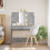 Berkfield Dressing Table with LED Lights Concrete Grey 96x40x142 cm 1