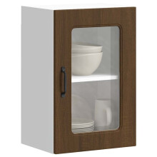 Berkfield Kitchen Wall Cabinet with Glass Door Kalmar Brown Oak Engineered Wood