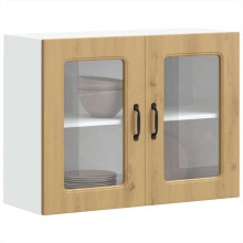 Berkfield Kitchen Wall Cabinet with Glass Door Kalmar Artisan Oak Engineered Wood