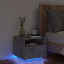Berkfield Bedside Cabinet with LED Lights Concrete Grey 40x39x37 cm