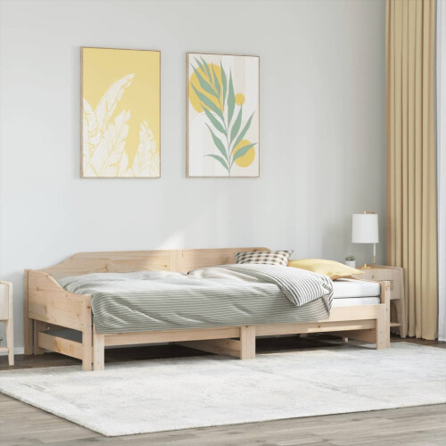 Berkfield Daybed with Trundle without Mattress 90x190 cm Single Solid Wood