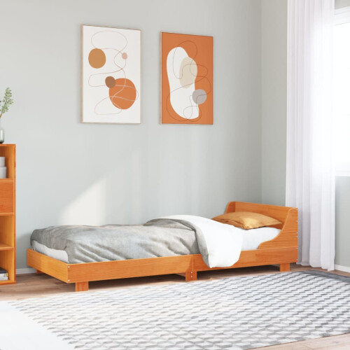Berkfield Bed Frame without Mattress Wax Brown 75x190 cm Small Single Solid Wood Pine