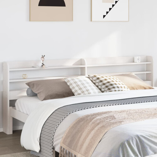 Berkfield Headboard with Shelves White 200 cm Solid Wood Pine