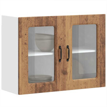 Berkfield Kitchen Wall Cabinet with Glass Door Kalmar Old Wood Engineered Wood