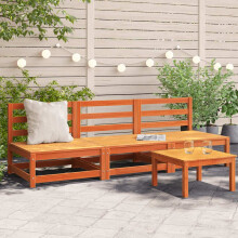 Berkfield Garden Sofas Armless 3 pcs Wax Brown 70x70x67 cm Solid Wood Pine