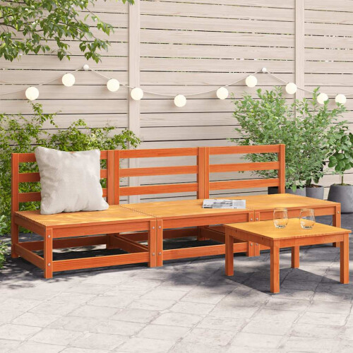 Berkfield Garden Sofas Armless 3 pcs Wax Brown 70x70x67 cm Solid Wood Pine