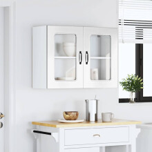Berkfield Kitchen Wall Cabinet with Glass Door Kalmar High Gloss White Engineered Wood
