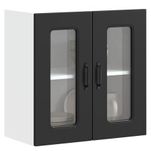 Berkfield Kitchen Wall Cabinet with Glass Door Kalmar Black Engineered Wood