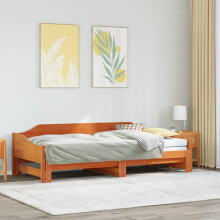 Berkfield Daybed with Trundle without Mattress Wax Brown 90x190 cm Single Solid Wood