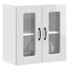Berkfield Kitchen Wall Cabinet with Glass Door Kalmar High Gloss White Engineered Wood