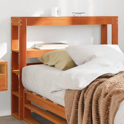 Berkfield Headboard with Shelves Wax Brown 75 cm Solid Wood Pine