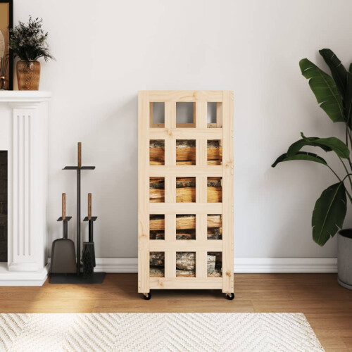Berkfield Log Holder with Wheels 40x49x110 cm Solid Wood Pine