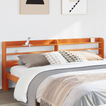 Berkfield Headboard with Shelves Wax Brown 200 cm Solid Wood Pine