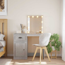 Berkfield Dressing Table with LED Lights Concrete Grey 90x42x132.5 cm