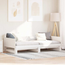 vidaXL Pull-out Day Bed White 203.5 x 184 x 56.5 cm Solid Pine Wood