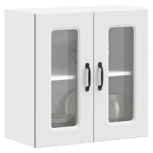 Berkfield Kitchen Wall Cabinet with Glass Door Kalmar White Engineered Wood