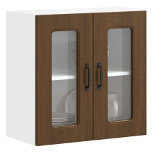 Berkfield Kitchen Wall Cabinet with Glass Door Kalmar Brown Oak Engineered Wood