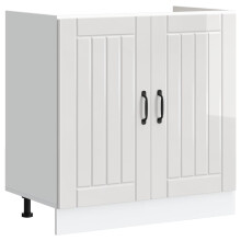 Berkfield Sink Base Cabinet Lucca High Gloss White Engineered Wood