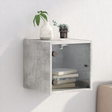 Berkfield Bedside Cabinet with Glass Door Concrete Grey 35x37x35 cm