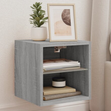 Berkfield TV Wall Cabinet with LED Lights Grey Sonoma 30x28.5x30 cm