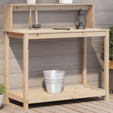Berkfield Potting Table with Shelves 108x50x109.5 cm Solid Wood Pine