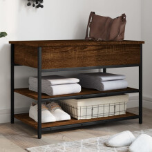 Berkfield Shoe Bench Brown Oak 70x42.5x50 cm Engineered Wood