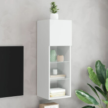Berkfield TV Cabinet with LED Lights White 30.5x30x90 cm