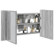 Berkfield LED Bathroom Mirror Cabinet Grey Sonoma 80x12x45 cm Acrylic
