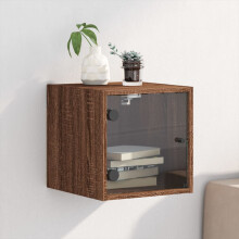Berkfield Bedside Cabinet with Glass Door Brown Oak 35x37x35 cm