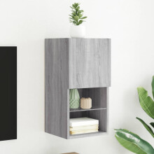 Berkfield TV Cabinet with LED Lights Grey Sonoma 30.5x30x60 cm