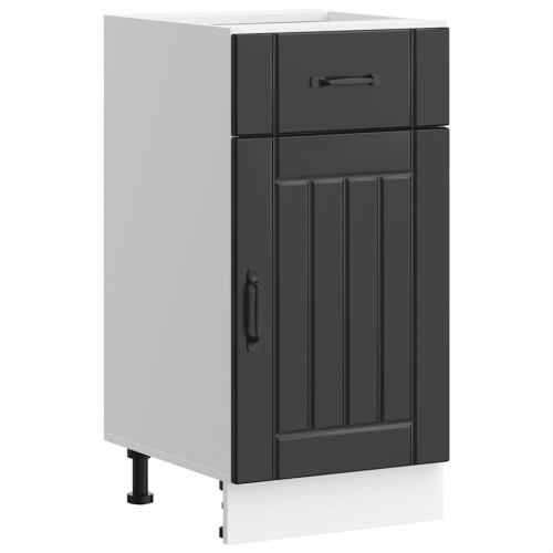 Berkfield Kitchen Base Cabinet Lucca Black Engineered Wood
