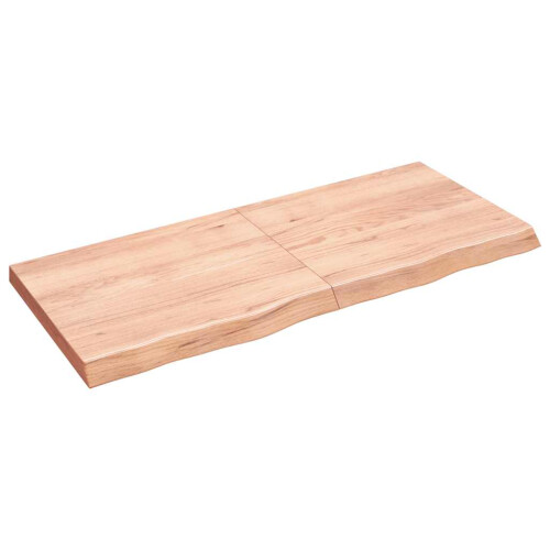 Berkfield Bathroom Countertop Light Brown 140x60x(2-6)cm Treated Solid Wood 1