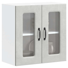 Berkfield Kitchen Wall Cabinet with Glass Door Kalmar Concrete Grey Engineered Wood