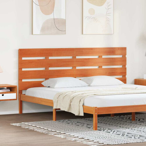 Berkfield Headboard Wax Brown 200.5 x 3 x 80 cm Solid Pine Wood