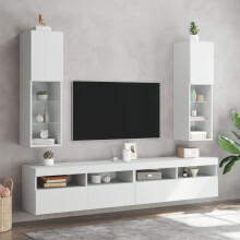 Berkfield TV Cabinets with LED Lights 2 pcs White 30.5x30x102 cm