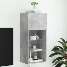 Berkfield TV Cabinet with LED Lights Concrete Grey 40.5x30x90 cm