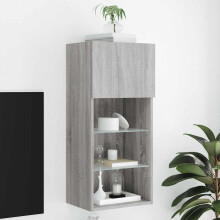 Berkfield TV Cabinet with LED Lights Grey Sonoma 40.5x30x90 cm