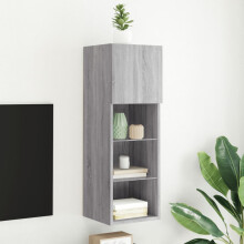Berkfield TV Cabinet with LED Lights Grey Sonoma 30.5x30x90 cm