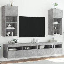 Berkfield TV Cabinets with LED Lights 2 pcs Concrete Grey 40.5x30x90 cm
