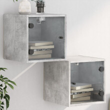 Berkfield Bedside Cabinets with Glass Doors 2 pcs Concrete Grey 35x37x35 cm