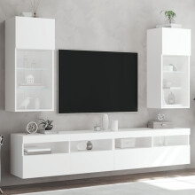 Berkfield TV Cabinets with LED Lights 2 pcs White 40.5x30x90 cm