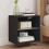 Berkfield Bedside Cabinet with LED Lights Wall-mounted Black 1