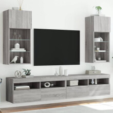 Berkfield TV Cabinets with LED Lights 2 pcs Grey Sonoma 40.5x30x90 cm