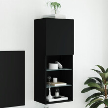 Berkfield TV Cabinet with LED Lights Black 40.5x30x102 cm