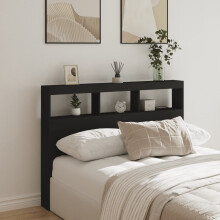 Berkfield Headboard Cabinet with LED Black 140x17x102 cm