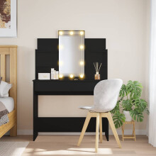 Berkfield Dressing Table with LED Lights Black 96x40x142 cm