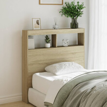 Berkfield Headboard Cabinet with LED Sonoma Oak 100x17x102 cm